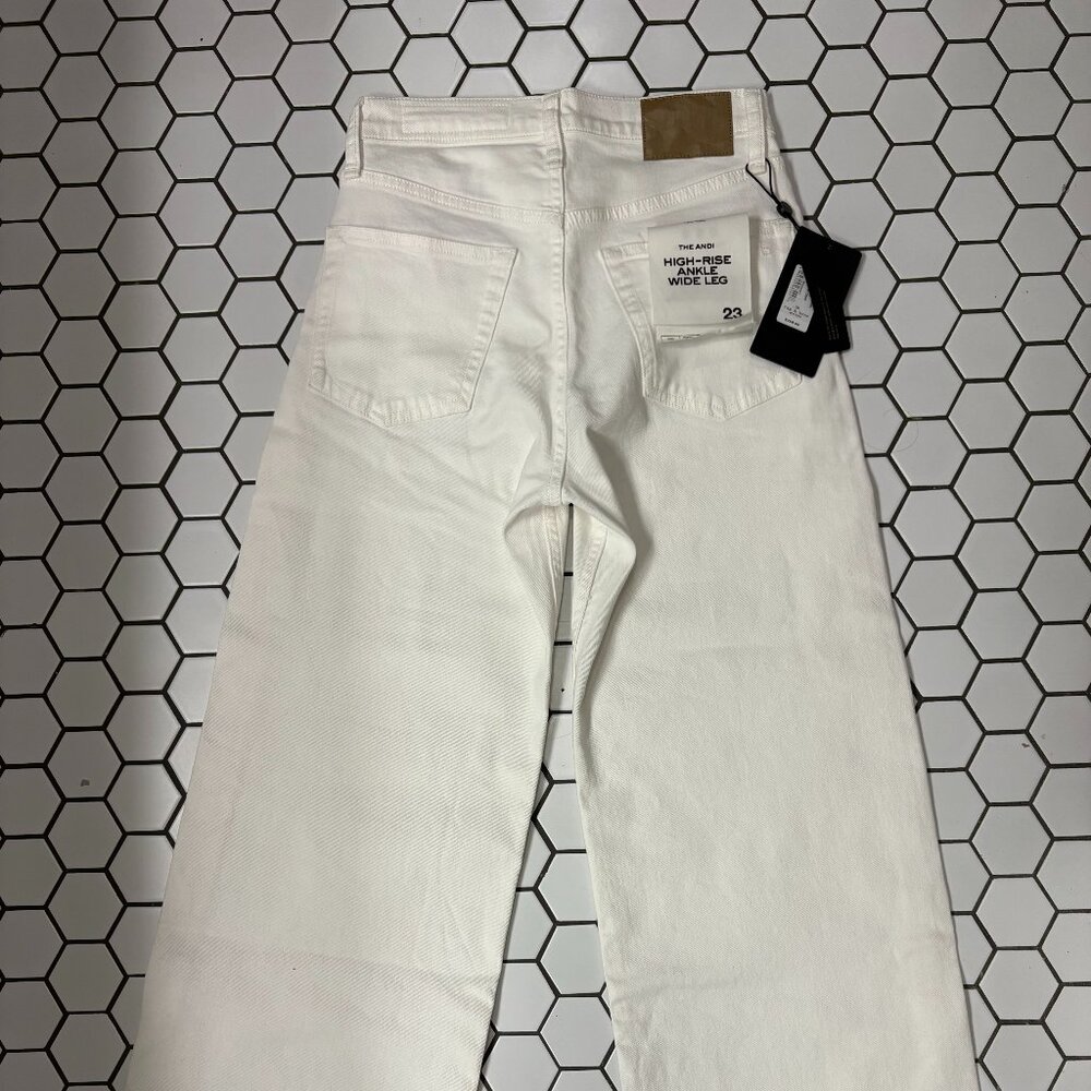 Rag & Bone Andi High Rise Ankle Wide Leg Jeans White Cuff 23 NWT